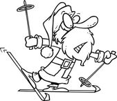 Cartoon Weihnachtsmann Schnee-Skifahren