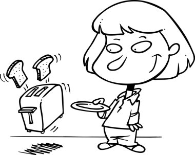 çizgi film kız tost ekmegi