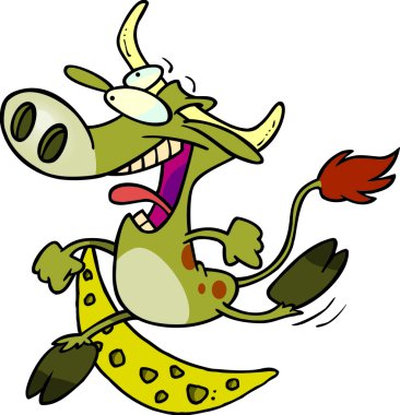 Cartoon Cow Jumping clipart