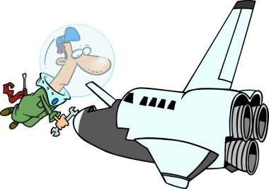 Cartoon Space Shuttle Mechanic clipart