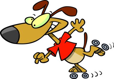 karikatür köpek tekerlekli paten