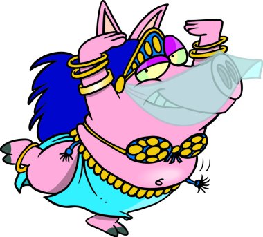 Cartoon Pig Belly Dancer clipart