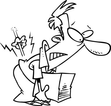 sırt ağrısı olan çizgi film adam