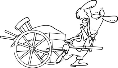 karikatür amish adam çekerek sepeti