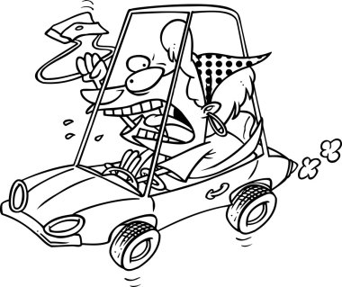 karikatür road rage lady
