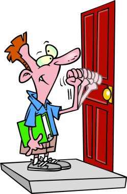 Cartoon Door to Door Salesman clipart