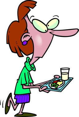 çizgi film kadın kafeteryada yemek