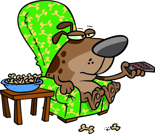 Dibujos animados perro viendo la televisión — Archivo Imágenes Vectoriales