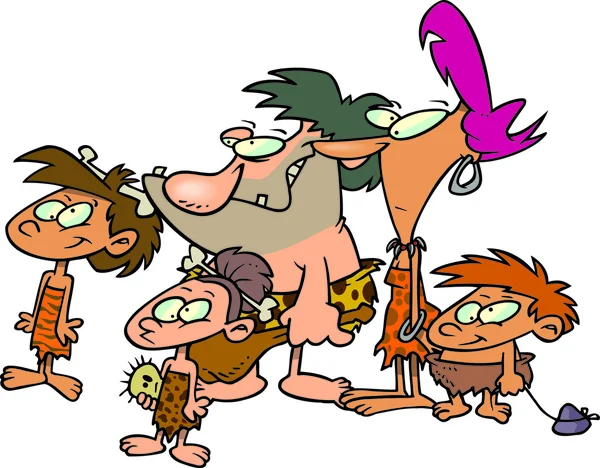 Cartoon Caveman Família —  Vetores de Stock