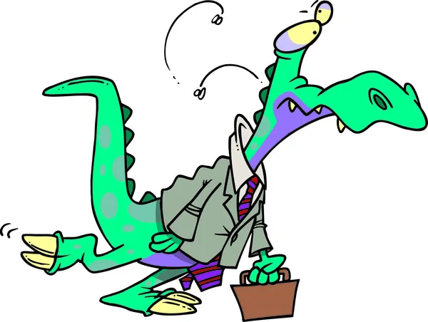 Dinosaurio de negocios de dibujos animados — Archivo Imágenes Vectoriales