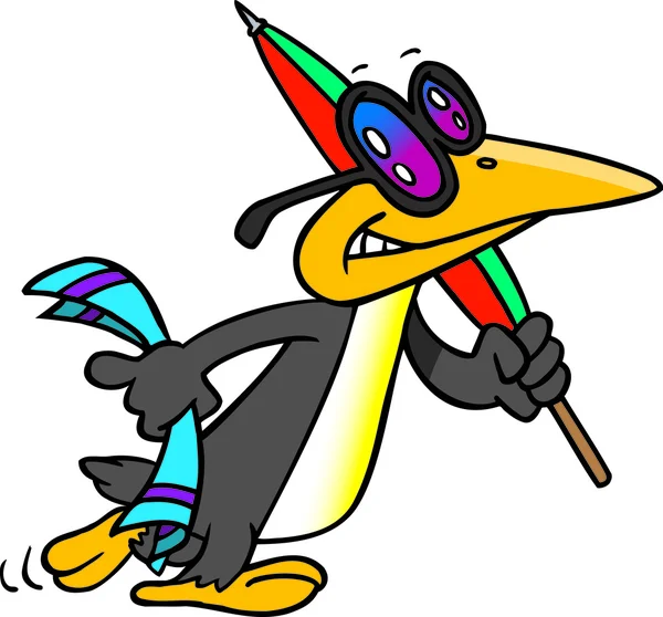 Πιγκουίνος παραλία κινουμένων σχεδίων — Διανυσματικό Αρχείο