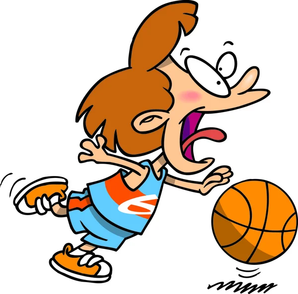 Dibujos animados Baloncesto Chica — Vector de stock