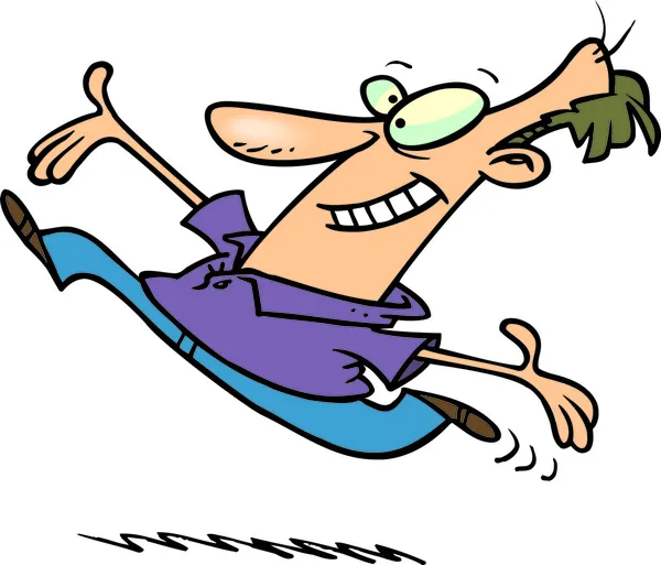 Hombre de dibujos animados saltando de alegría — Vector de stock