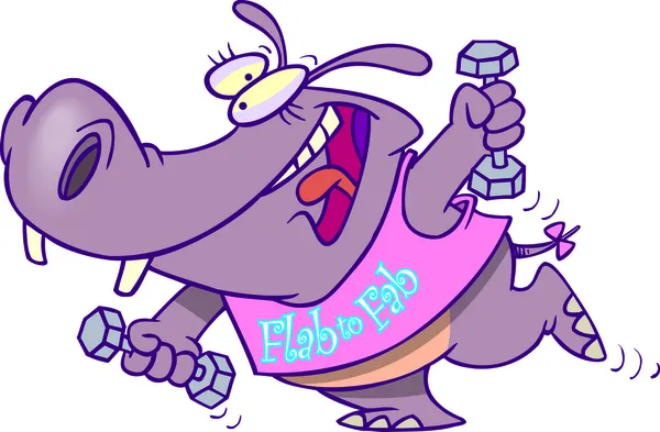Kreskówka hipopotam ćwiczenia — Wektor stockowy