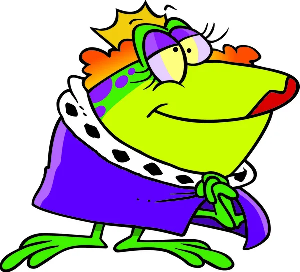 Cartoon Frog Regina — Vettoriale Stock