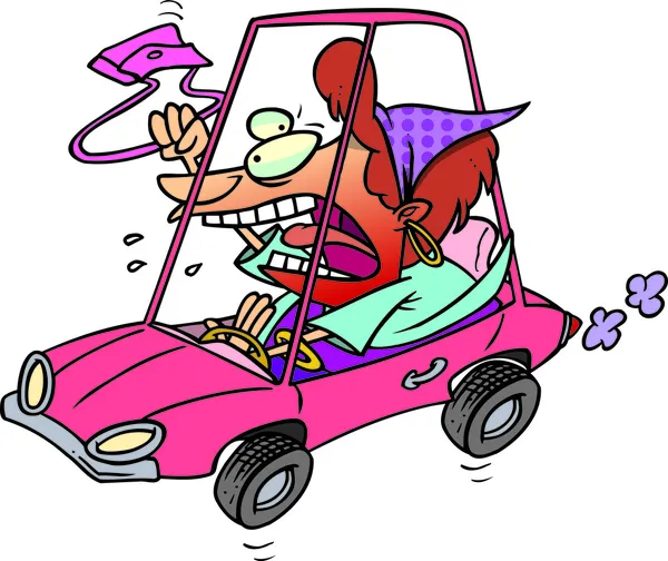 Cartoon Road Rage Lady — Stock Vector