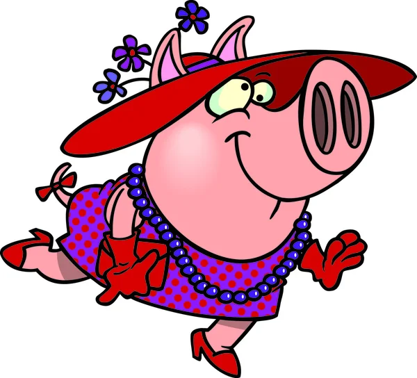 Cartoon Miss Pig — Stock Vector