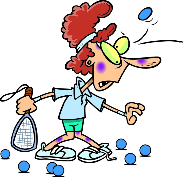 Cartoon vrouw racquetball — Stockvector