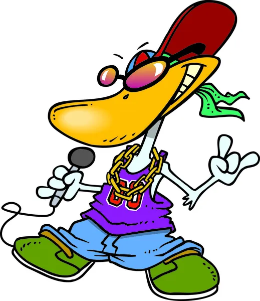 Cartoon Gangster Rapper Duck — Stock Vector