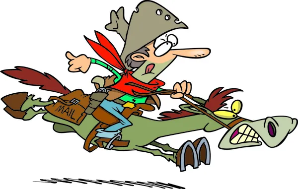 Cartoon Pony Express Reiter — Stockvektor