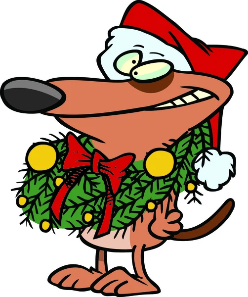 Perro de Navidad de dibujos animados — Vector de stock