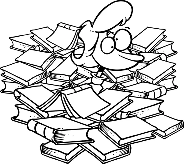 Karikatür kütüphaneci — Stok Vektör