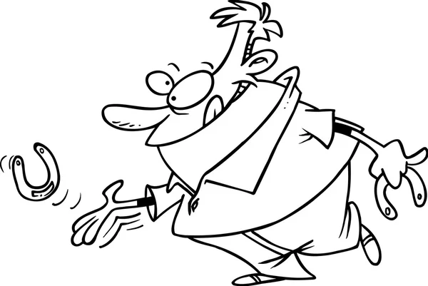 Cartoon Mann spielt Hufeisen — Stockvektor