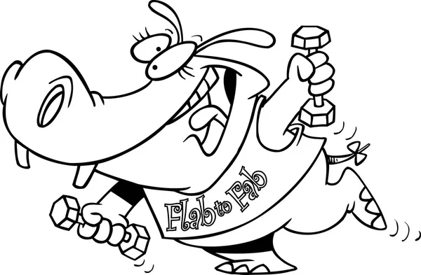 Ejercicio de hipopótamo de dibujos animados — Archivo Imágenes Vectoriales