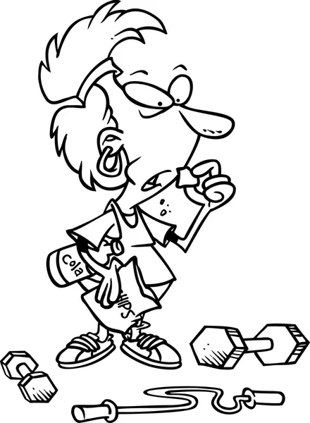 Cartoon Donna Dieta ed esercizio fisico — Vettoriale Stock