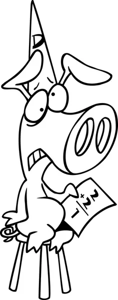 Cartoon Pig Dunce - Stok Vektor