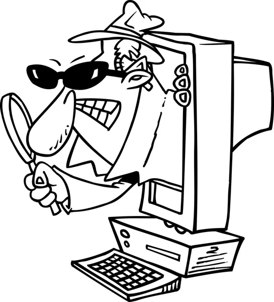 Cartoon Computer Spyware — Stock Vector