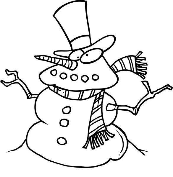 Kartun Snowman - Stok Vektor