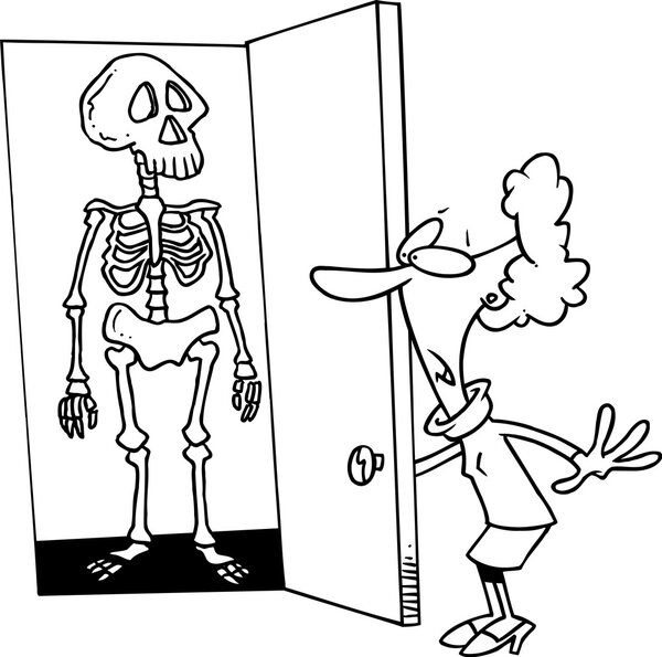 Cartoon Skeleton in the Closet