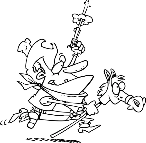 Cartoon-Cowboy auf einem Steckenpferd — Stockvektor