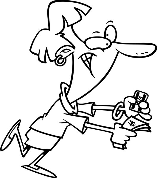 Cartoon Woman Paying