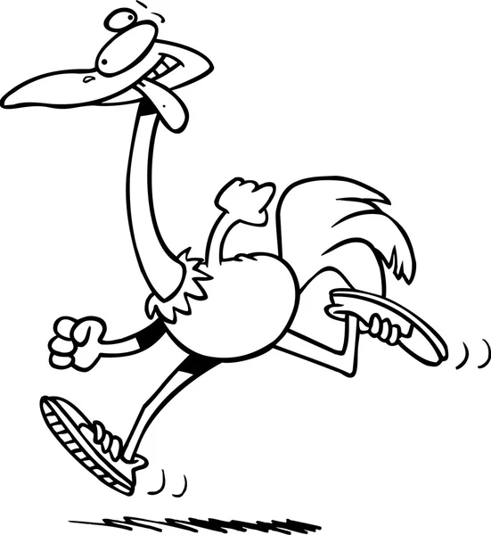 Cartoon struisvogel joggen — Stockvector