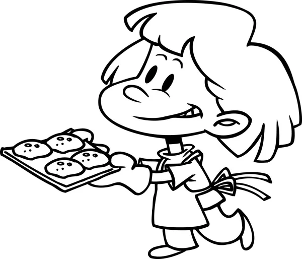 Cartoni animati ragazza cottura biscotti — Vettoriale Stock