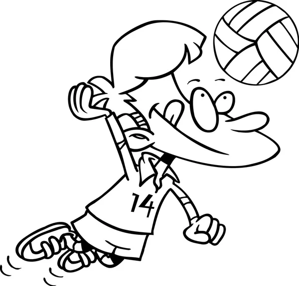 Cartoon Boy Playing Volleyball — Stock Vector