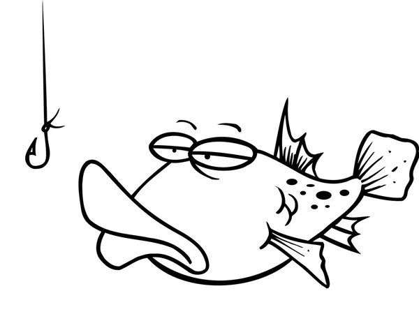 Cartoon-Fische und Angelhaken — Stockvektor