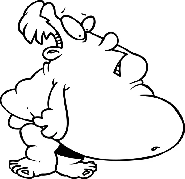 Kreslený tlustý muž v plavkách — Stockový vektor
