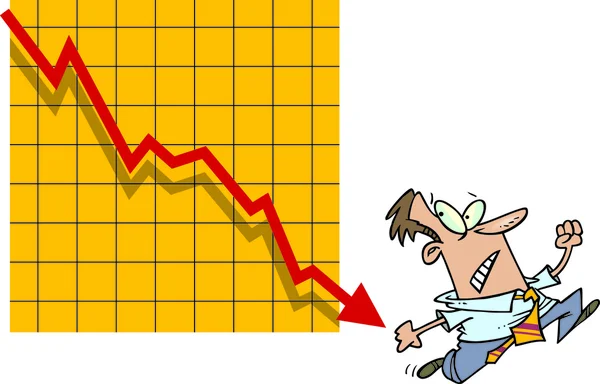 Gráfico de lucro de queda dos desenhos animados — Vetor de Stock