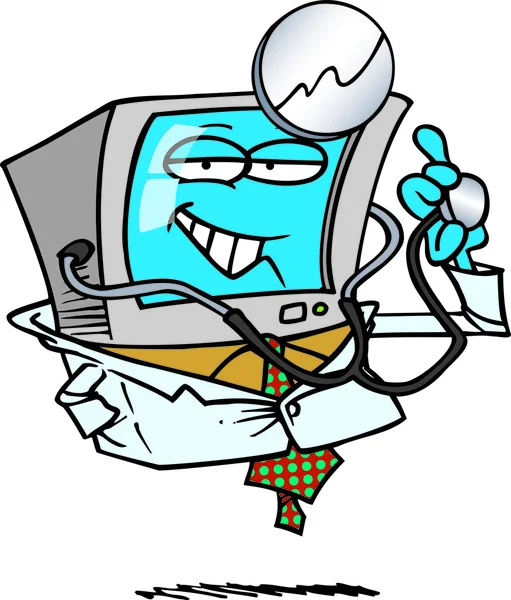 Doctor de computadora de dibujos animados — Vector de stock