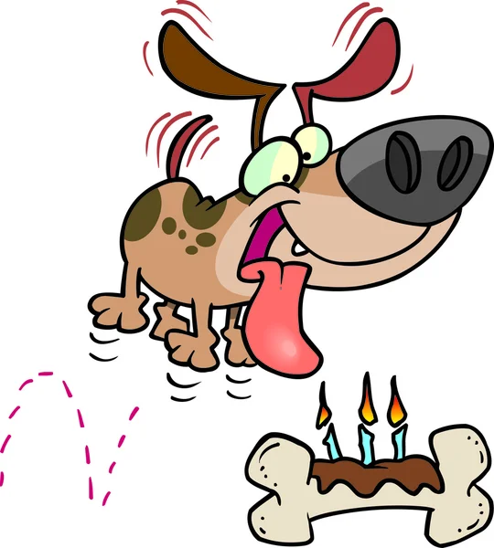 Hueso de cumpleaños de perro de dibujos animados — Vector de stock