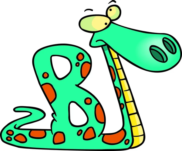 Cartoon boa constrictor slang alfabet letter b — Stockvector