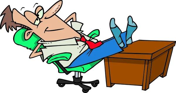 Cartoon Businessman Kicking Back — Stock Vector