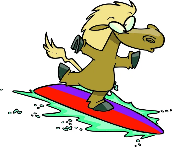 Cartoon paard surfer — Stockvector