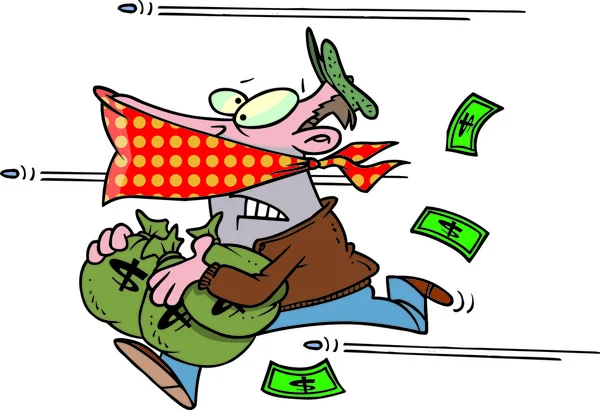 Cartoon Bank Robber Getaway — Stock Vector