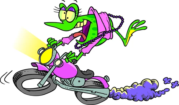 Cartoon groda biker — Stock vektor