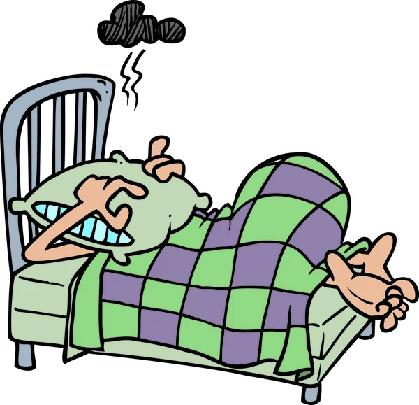 Γελοιογραφία πρόσωπο που προσπαθεί να κοιμηθεί — Διανυσματικό Αρχείο
