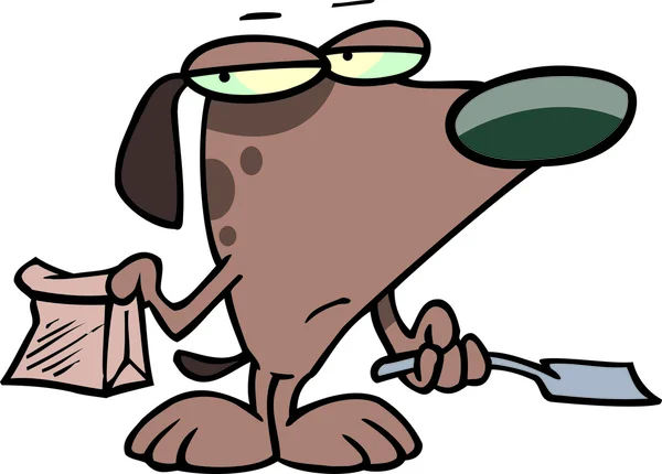 Cartoon Dog Pooper Scooper — Stock Vector